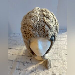THE NORTH FACE KNIT TASSEL WOOL ACRYLIC ALPACA BLEND CHIN STRAP WOMEN CAP O/S